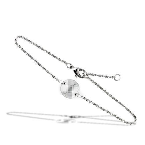 JCE066 Rhodium Brass Bracelet with AAA Grade CZ  in Clear