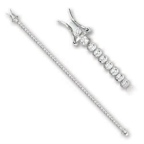 JCE103 Rhodium Brass Bracelet with AAA Grade CZ  in Clear