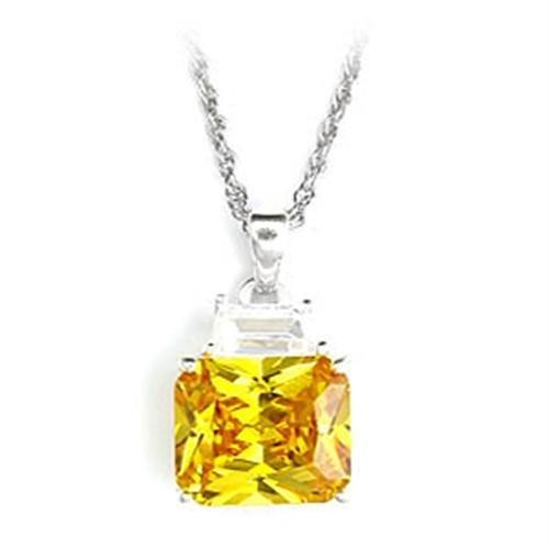 JCE310 High-Polished 925 Sterling Silver Pendant with AAA Grade CZ  in Topaz-Default Title