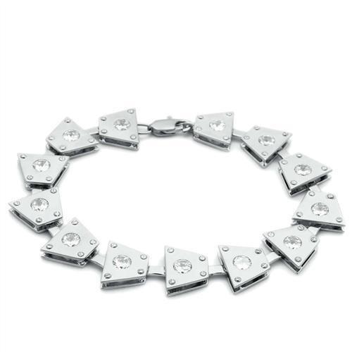 JCE2003 Matte Rhodium & Rhodium Brass Bracelet with AAA Grade CZ  in Clear