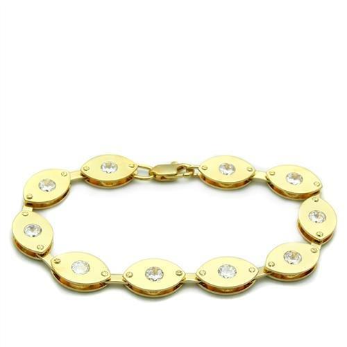 JCE2010 Matte Gold & Gold Brass Bracelet with AAA Grade CZ  in Clear