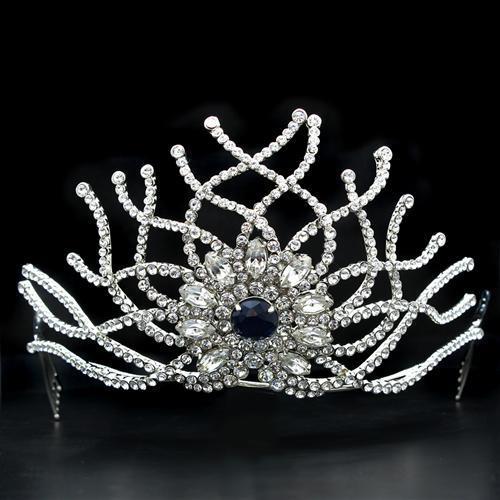 JCE2111 Imitation Rhodium Brass Tiaras & Hair Clip with Top Grade Crystal  in Montana