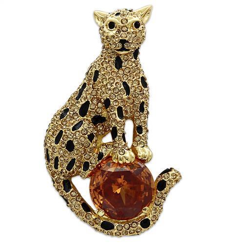 JCE2399 Gold White Metal Brooches with AAA Grade CZ  in Champagne