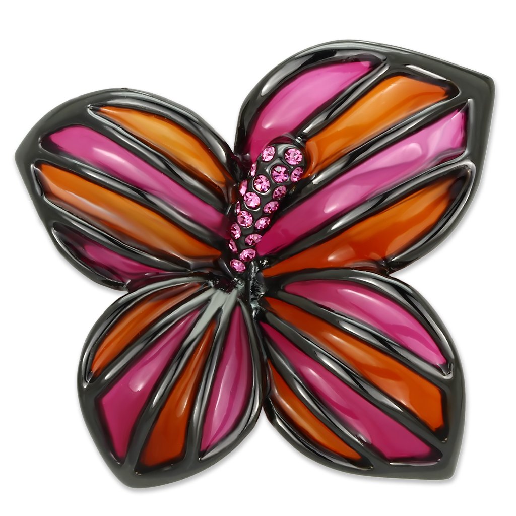 JCE2766 Ruthenium White Metal Brooches with Top Grade Crystal  in Rose