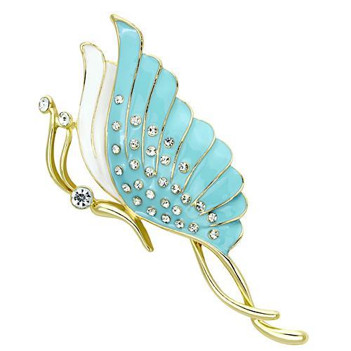 JCE2771 Flash Gold White Metal Brooches with Top Grade Crystal  in Clear