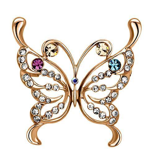 JCE2794 Flash Rose Gold White Metal Brooches with Top Grade Crystal  in Multi Color