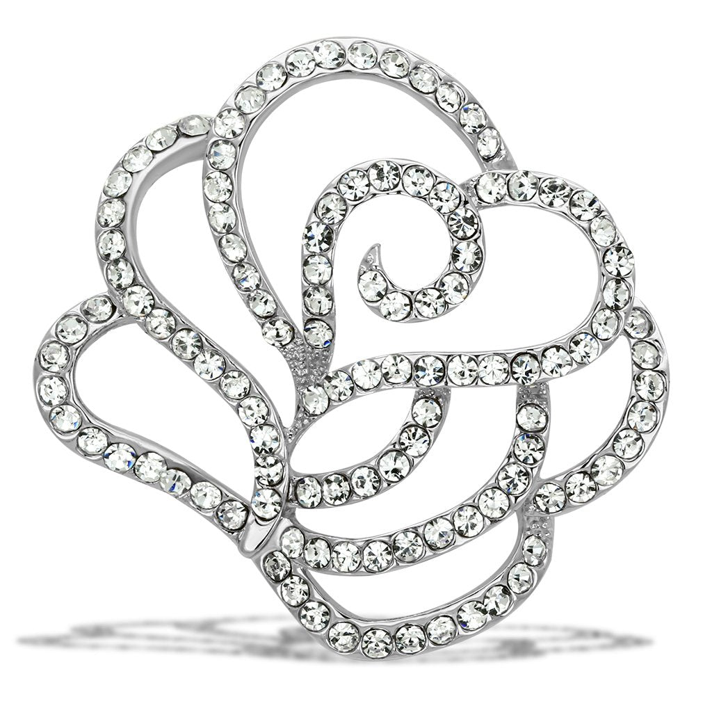 JCE2814 Flash Gold White Metal Brooches with Top Grade Crystal  in Clear