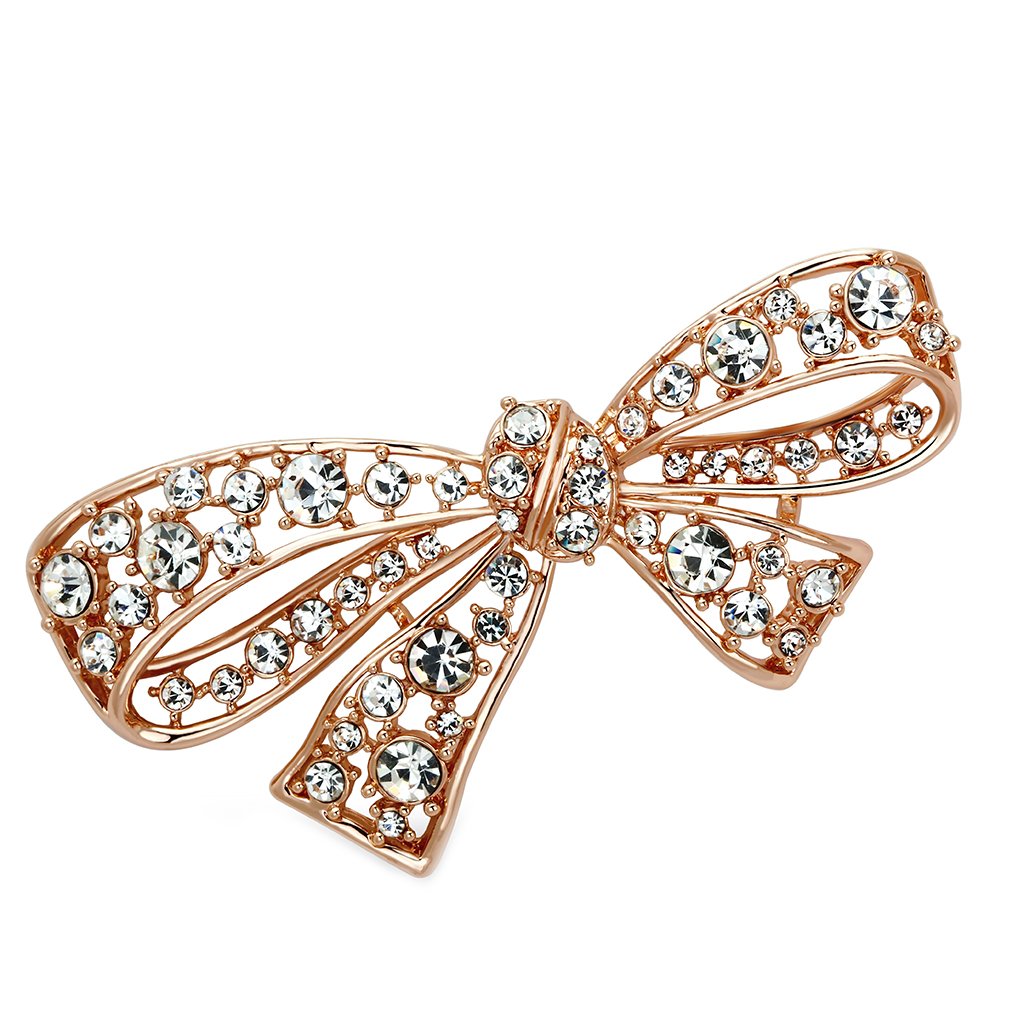 JCE2883 Flash Rose Gold White Metal Brooches with Top Grade Crystal  in Clear
