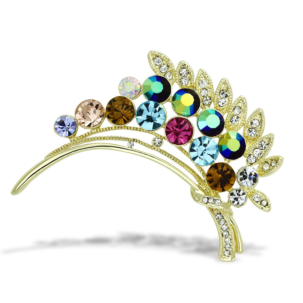 JCE2929 Flash Gold White Metal Brooches with Top Grade Crystal  in Multi Color
