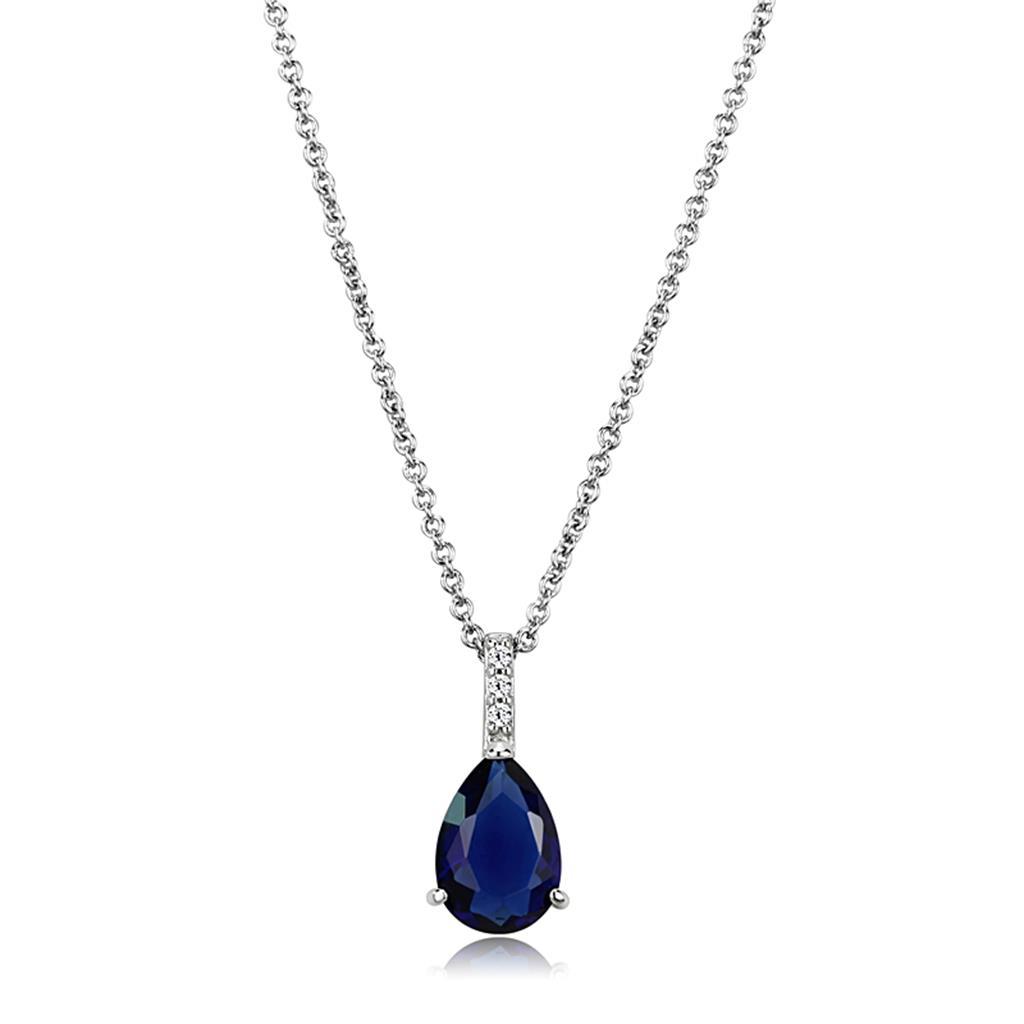 JCE4683 Rhodium Brass Chain Pendant with Synthetic  in Montana
