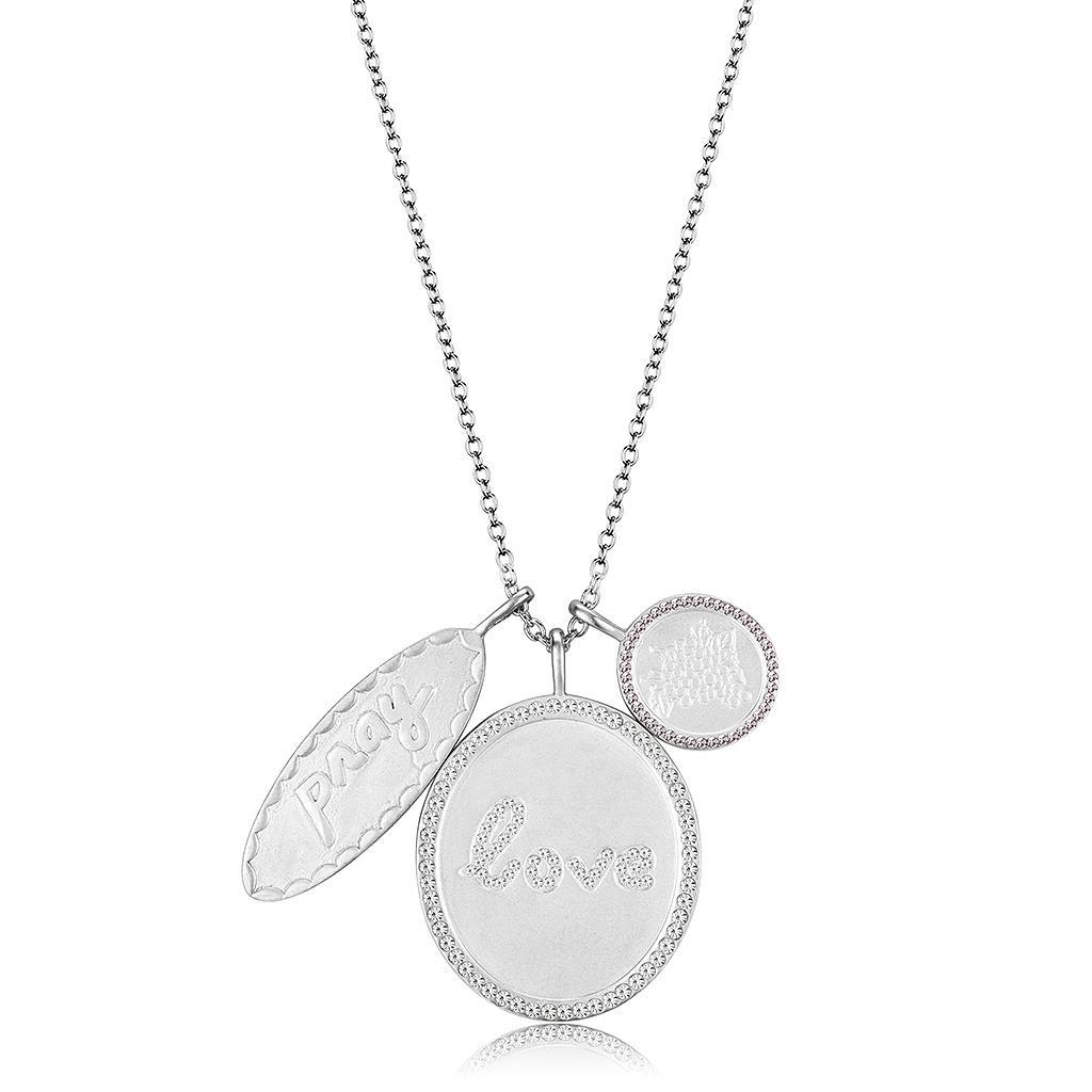 JCE4693 Rhodium+Brushed Brass Necklace with Top Grade Crystal  in Light Amethyst