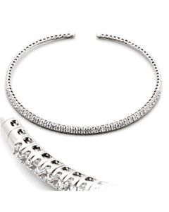 JCE829 Rhodium Brass Necklace with AAA Grade CZ  in Clear