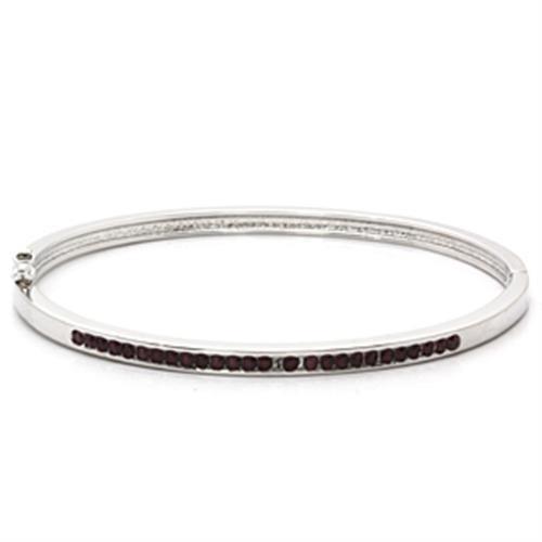JCE851 Imitation Rhodium Brass Bangle with Top Grade Crystal  in Amethyst