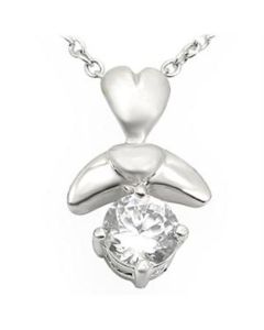 JCEA716 Matte Rhodium & Rhodium Brass Pendant with AAA Grade CZ  in Clear-Default Title