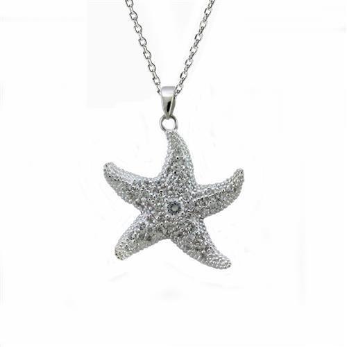 JCEAS1325 High-Polished 925 Sterling Silver Chain Pendant with AAA Grade CZ  in Clear
