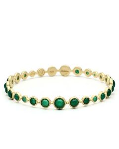 JCES550 Matte Gold 925 Sterling Silver Bangle with Semi-Precious Onyx in Emerald