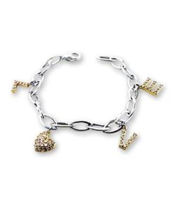 JCE6206 Reverse Two-Tone 925 Sterling Silver Bracelet with AAA Grade CZ  in Clear