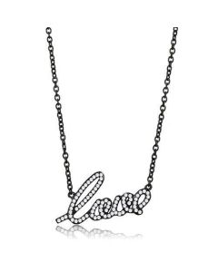 JCE3217 IP Black(Ion Plating) Stainless Steel Chain Pendant with AAA Grade CZ  in Clear