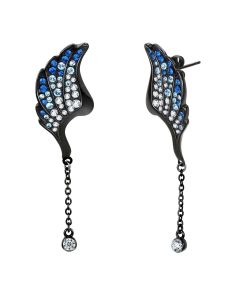 JCE3469 IP Black(Ion Plating) Stainless Steel Earrings with Top Grade Crystal  in Multi Color