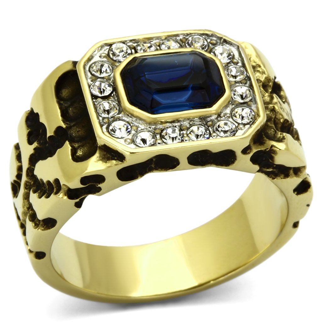 JCE756 Two-Tone IP Gold (Ion Plating) Stainless Steel Ring with Top Grade Crystal  in Montana