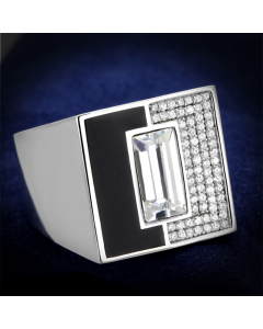 JCE388 Rhodium 925 Sterling Silver Ring with Top Grade Crystal  in Clear