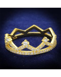 JCE404 Gold 925 Sterling Silver Ring with AAA Grade CZ  in Clear