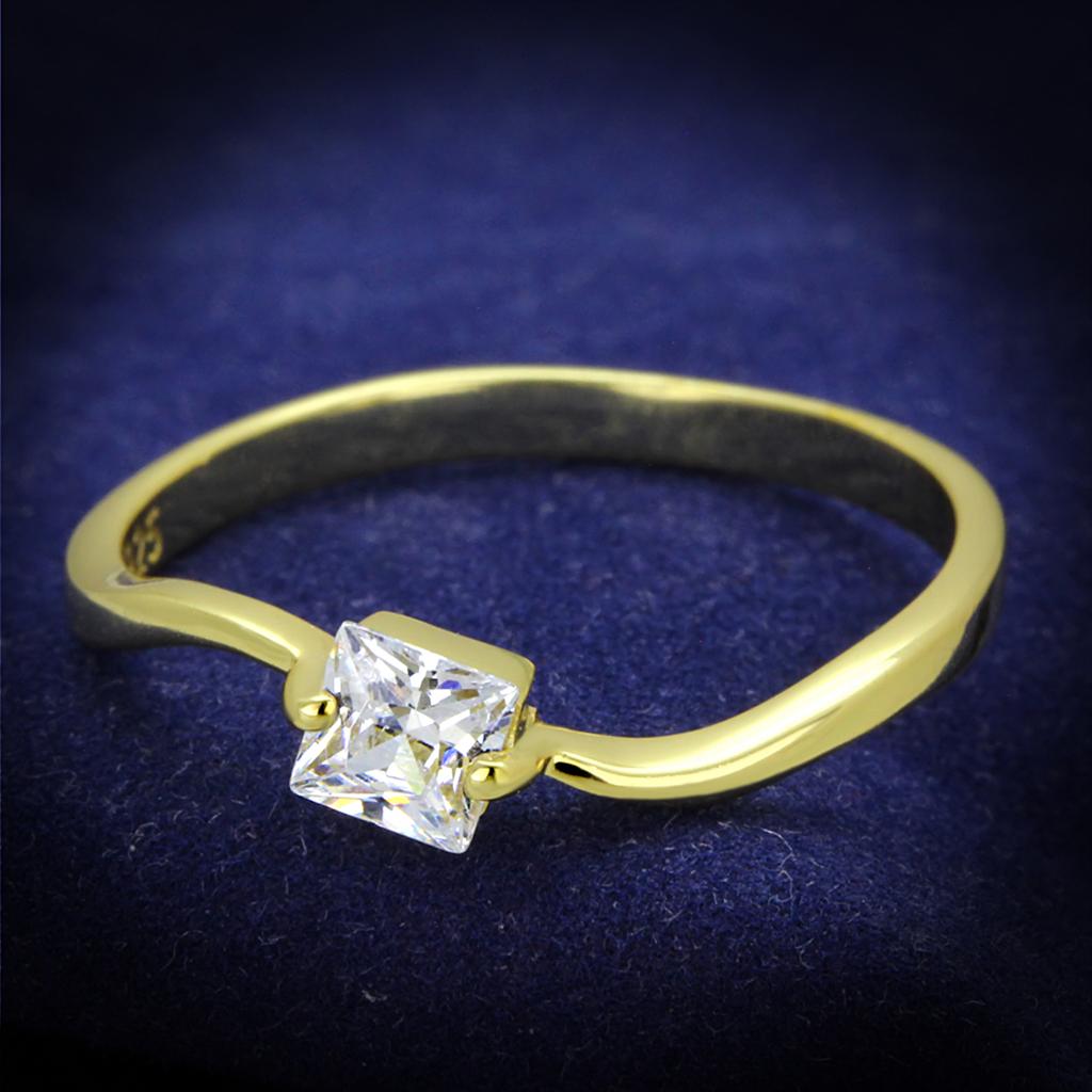 JCE407 Gold 925 Sterling Silver Ring with AAA Grade CZ  in Clear