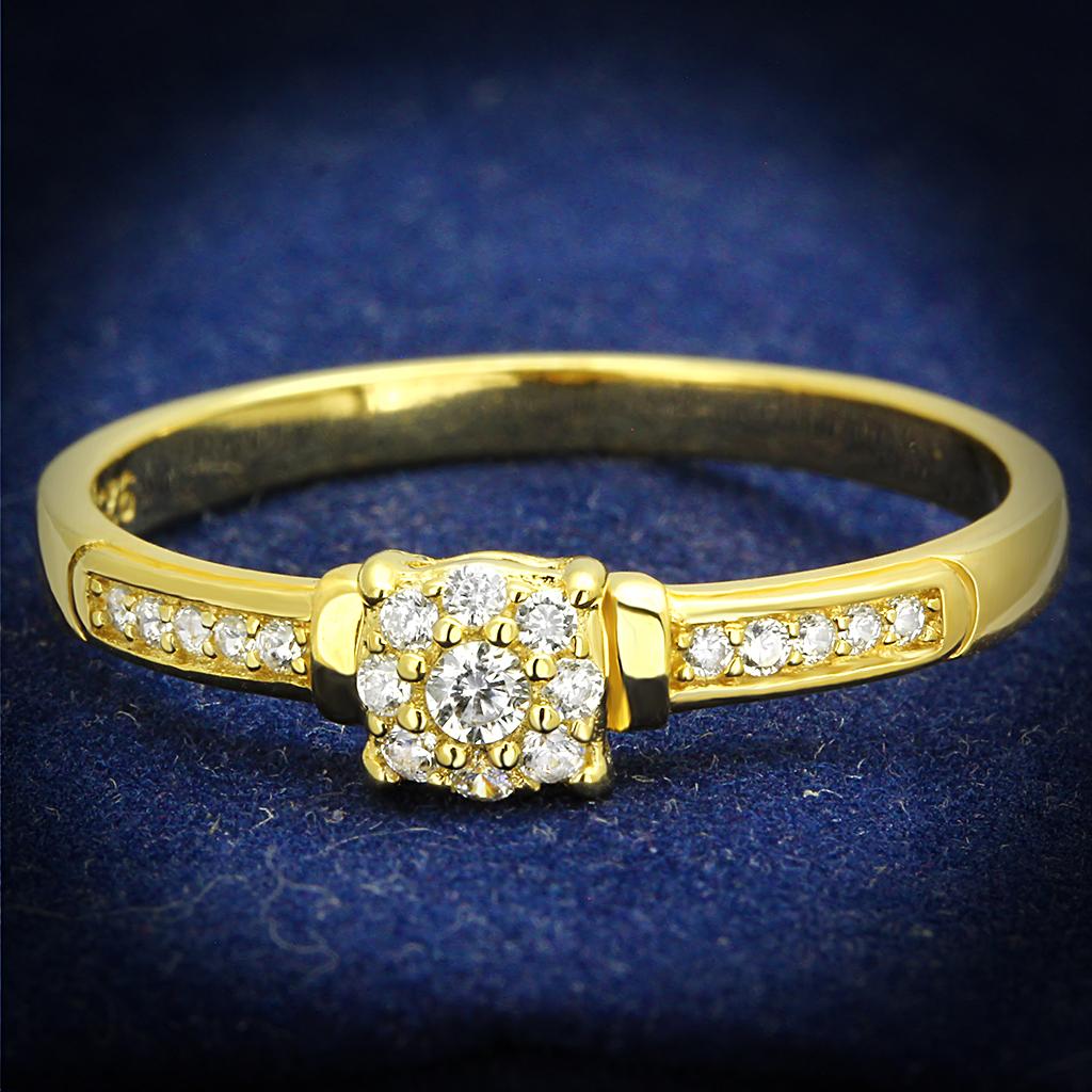 JCE597 Gold 925 Sterling Silver Ring with AAA Grade CZ  in Clear