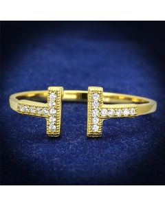 JCE598 Gold 925 Sterling Silver Ring with AAA Grade CZ  in Clear