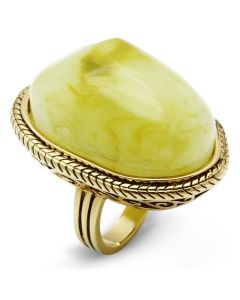 JCE005 IP Gold(Ion Plating) Brass Ring with Synthetic Synthetic Stone in Apple Green color
