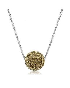 JCE057 Rhodium Brass Chain Pendant with Top Grade Crystal  in Topaz